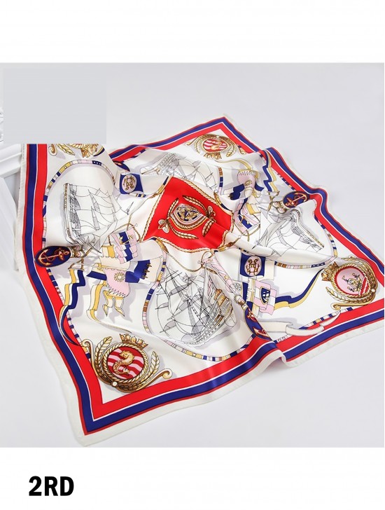 Sailing Anchor Patterned Silk Scarf